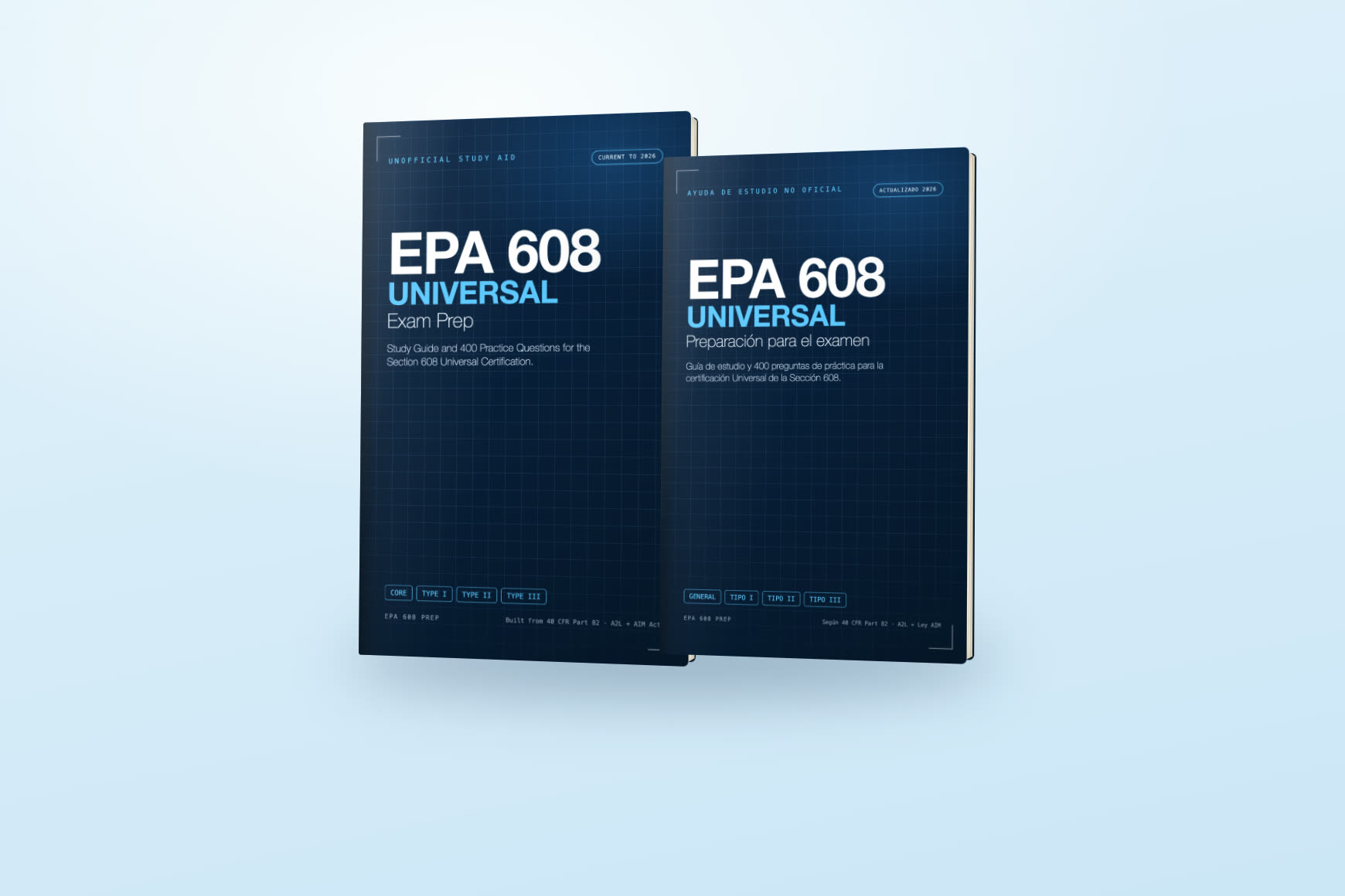 The English and Spanish editions of the study guide side by side